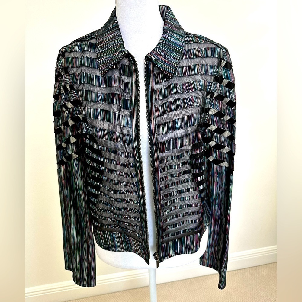 Blu Ice Zippered Long Sleeved Leather Jacket, size L